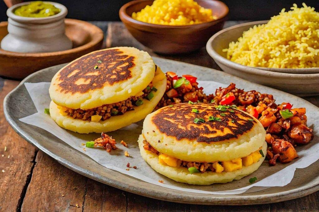 Venezuelan arepas with traditional fillings